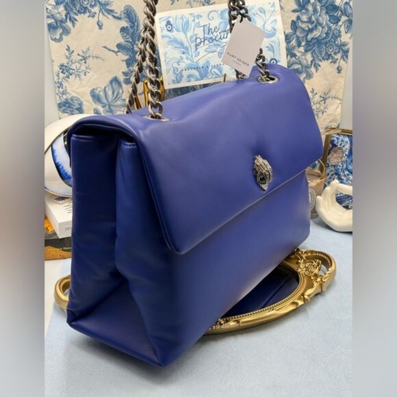 🆕 KURT GEIGER LONDON 🧿 NWT XXL Kew Leather Bag, Deep Blue - Picture 6 of 15